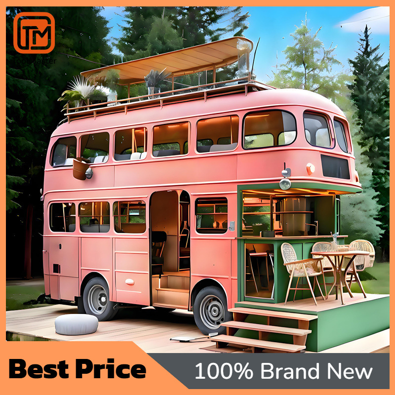 Coffee Tea & Hot Chocolate - 【Nieuw ontwerp】Roze smeedijzeren dubbeldekkerbuskar, mobiele koffie-