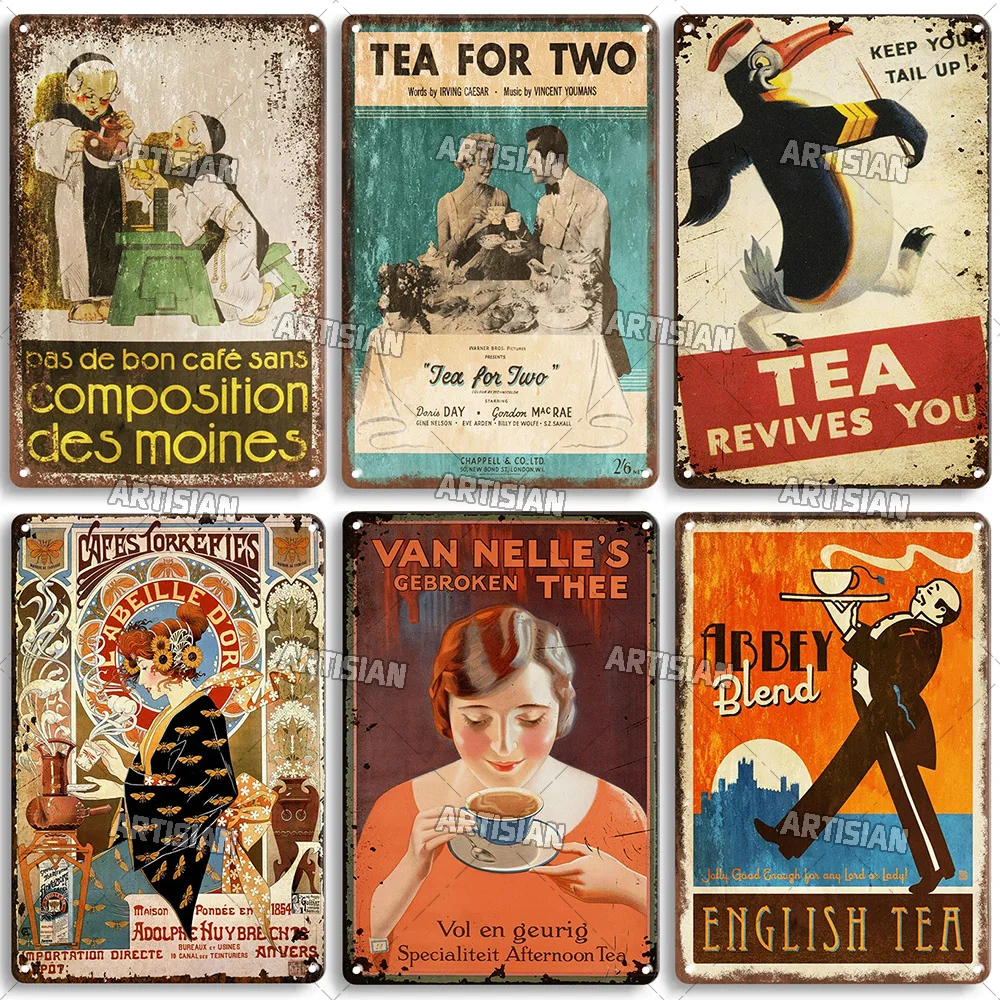Roestige koffie metalen poster - Coffee And Tea Lyrics recensie en prijs
